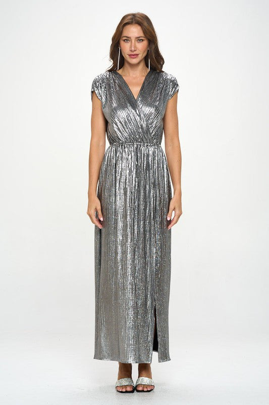 Sleeveless Metallic Maxi Dress-4